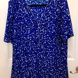 Cobalt Blue Pattern Zipper Front Tunic